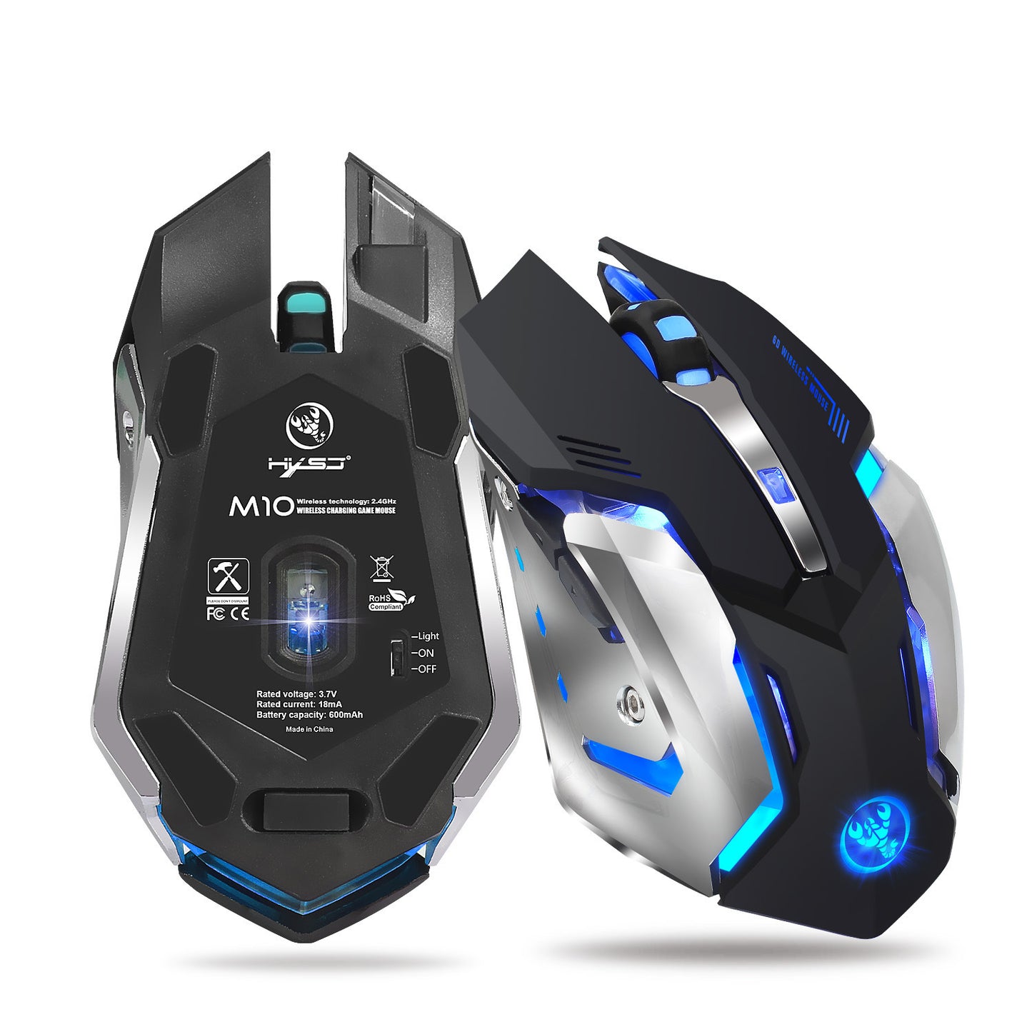 Odyssey Wireless gaming mouse rechargeable 2.4G mouse with built-in 600mAh RGB illuminated business office mute mouse