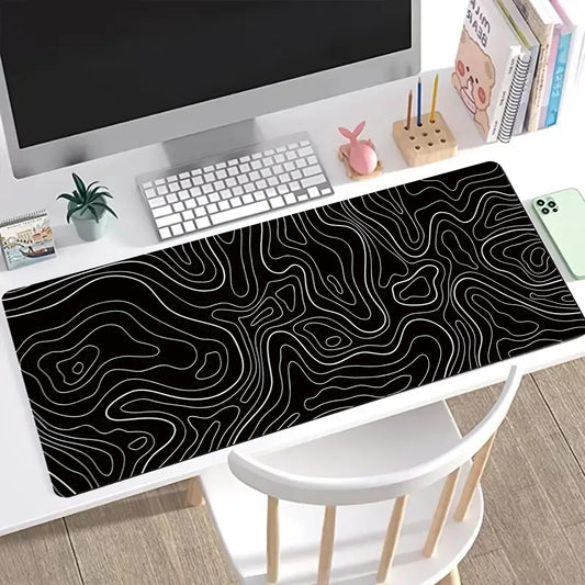 Odyssey 1Pcs Gaming Mouse Pad Large Keyboard Pad 31.5 x 11.8in Topographic Mouse Pad Black and White Mouse Pad for Keyboard with Anti-Sl