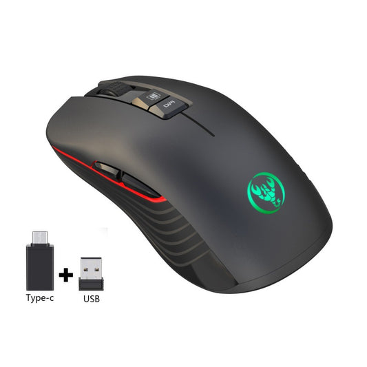 New Odyssey Rechargeable Wireless Mouse 3600dpi Adjustable Colorful Luminous Gaming Mouse 7D Can Turn Off Lights