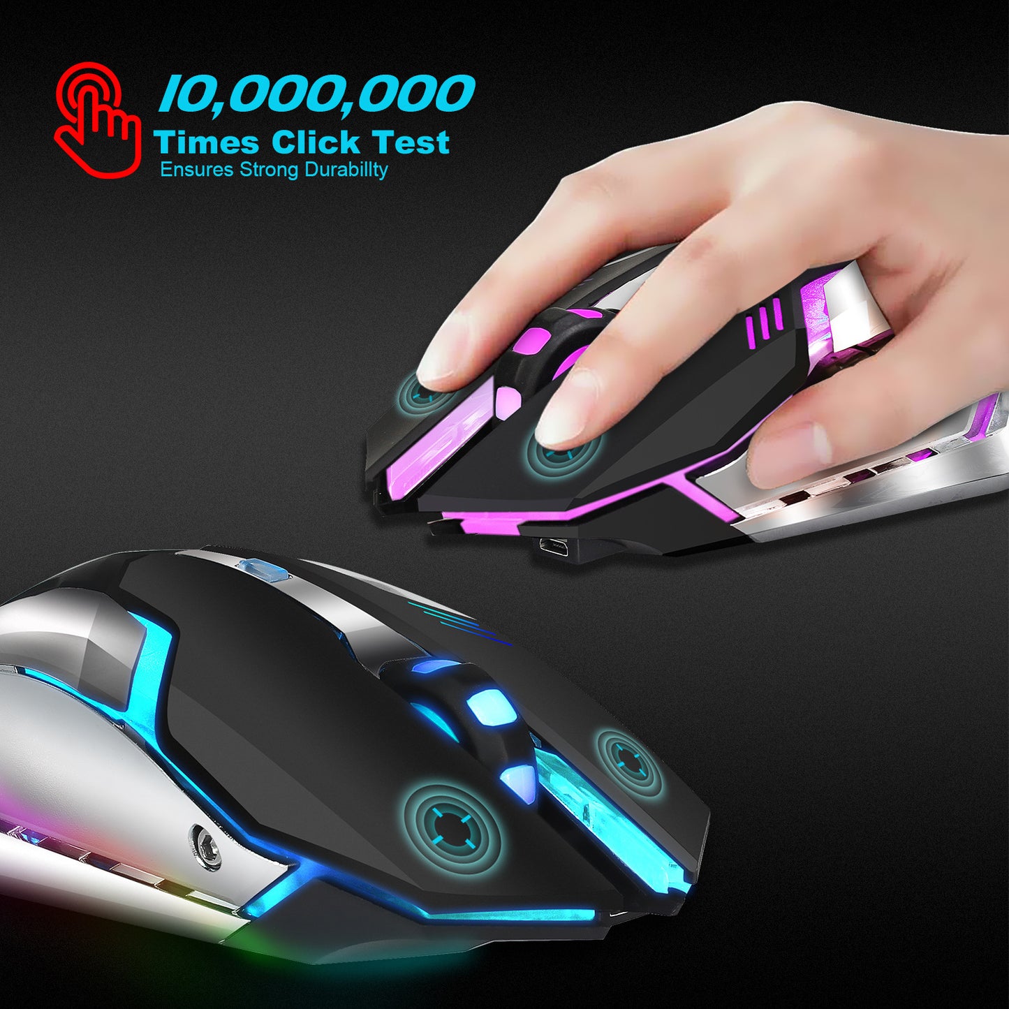 Odyssey Wireless gaming mouse rechargeable 2.4G mouse with built-in 600mAh RGB illuminated business office mute mouse